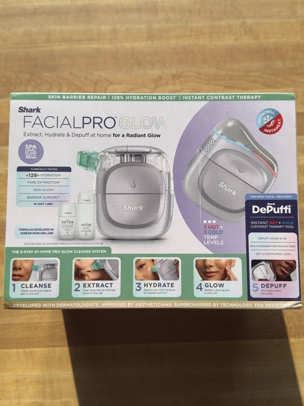 New - Shark Beauty FacialPro Glow At Home Hydro-Powered Facial System